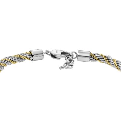 - Bold Stainless Steel Chains - JF04607998 Bracelet Chain Two-Tone Fossil