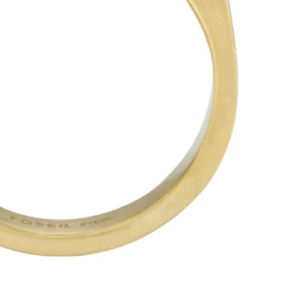 All Stacked Up Gold-Tone Stainless Steel Signet Ring - JF04608710004 -  Fossil