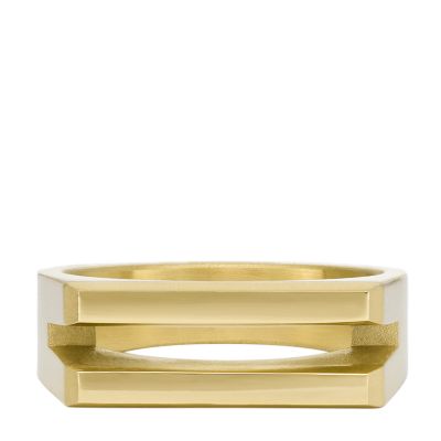 All Stacked Up Gold-Tone Stainless Steel Signet Ring  JF04608710
