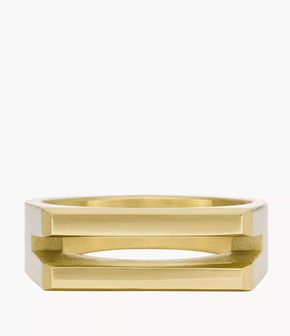All Stacked Up Gold-Tone Stainless Steel Signet Ring  JF04608710
