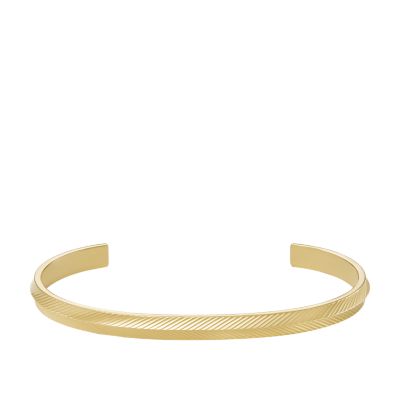 Harlow Linear Texture Gold Tone Stainless Steel Cuff Bracelet