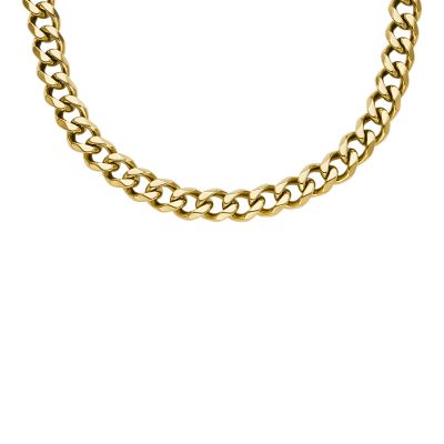 Bold Chains Gold-Tone Stainless Chain Necklace - JF04612710 - Steel Fossil