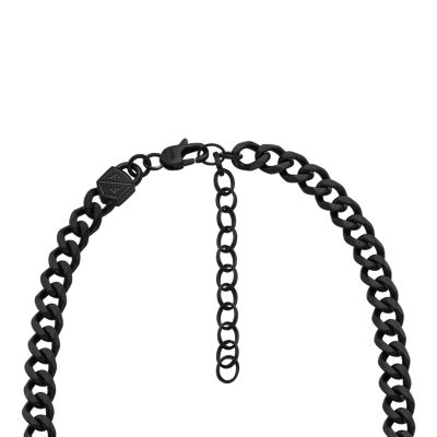 Steel Bold Chains Stainless - - Fossil Necklace Black JF04613001 Chain