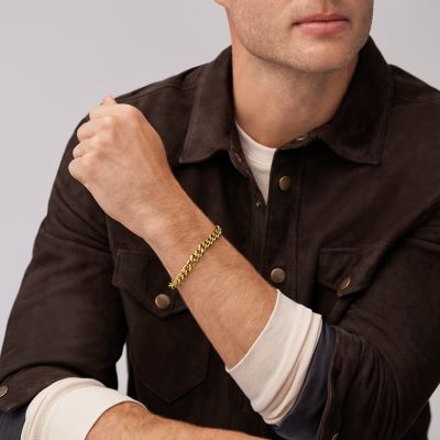 Archival Core Essentials Gold-Tone Brass Chain Bracelet - JOF00972710 -  Fossil