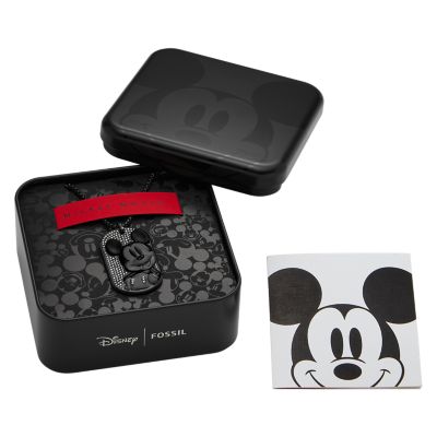 Disney Fossil スペシャルエディション ブラック ステンレススチール ドッグタグネックレス