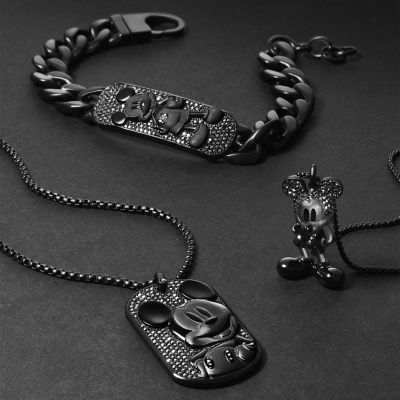 Mens Black Dog Tag Chain Necklace Made Of Stainless Steel