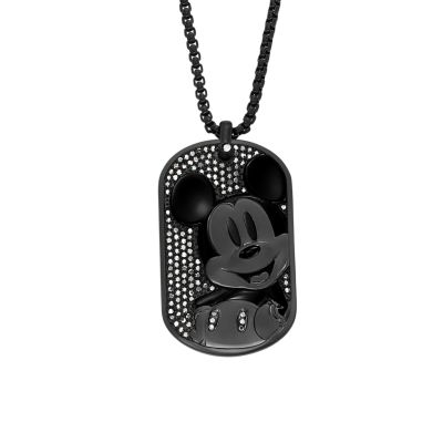 Disney X Fossil Special Edition Black Stainless Steel Dog Tag Necklace  JF04622001