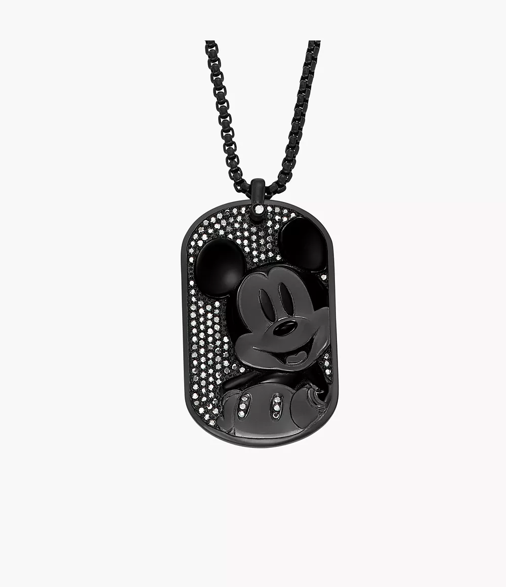 Disney Fossil Special Edition Black Stainless Steel Dog Tag Necklace  JF04622001
