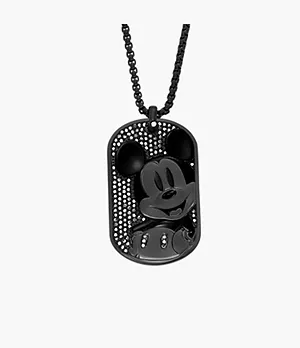 Disney x Fossil Special Edition Black Stainless Steel Dog Tag Necklace