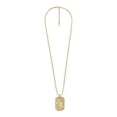 Disney Fossil Special Edition Gold-Tone Stainless Steel Dog Tag Necklace -  JF04625710 - Fossil