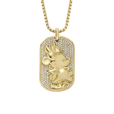 Disney Fossil Special Edition Gold-Tone Stainless Steel Dog Tag Necklace -  JF04625710 - Fossil