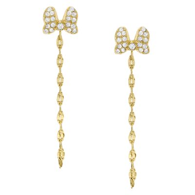 Boucles d’oreilles pendantes Disney Fossil en acier inoxydable, doré, en édition spéciale