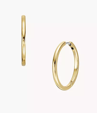 All Stacked Up Gold-Tone Stainless Steel Hoop Earrings - JF04638710 - Fossil