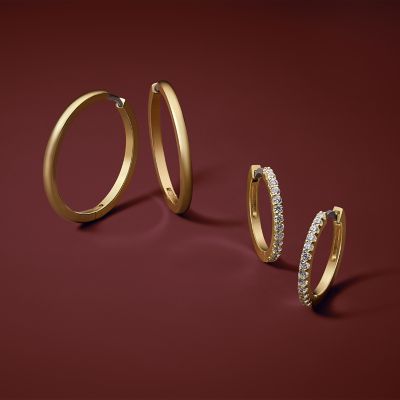 All Stacked Up Gold-Tone Stainless Steel Hoop Earrings - JF04638710 - Fossil