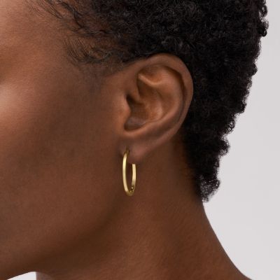 All Stacked Up Gold-Tone Stainless Steel Hoop Earrings