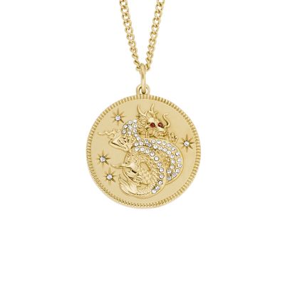 Lunar New Year Gold-Tone Stainless Steel Pendant Necklace