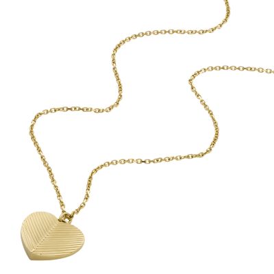 Harlow Linear Texture Heart Gold-Tone Stainless Steel Pendant Necklace