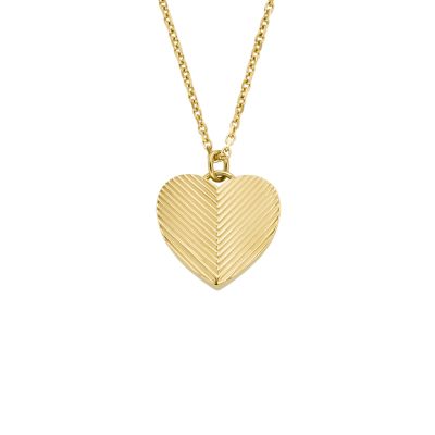 Harlow Linear Texture Heart Gold-Tone Stainless Steel Pendant