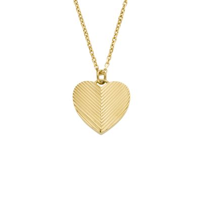 Harlow Linear Texture Heart Gold-Tone Stainless Steel Pendant Necklace  JF04652710