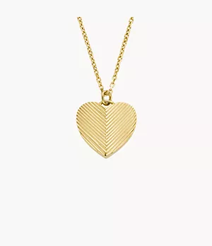Collier pendentif cœur Harlow Linear Texture en acier inoxydable, doré