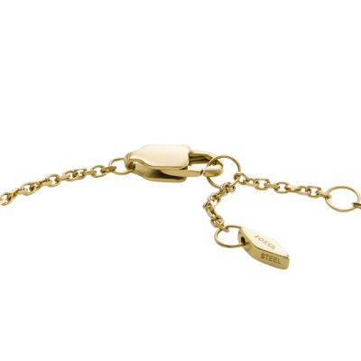 Harlow Linear Texture Heart Gold-Tone Stainless Steel Station Bracelet