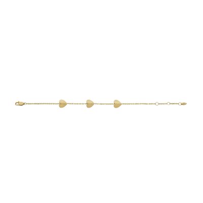 Harlow Linear Texture Heart Gold-Tone Stainless Steel Station Bracelet