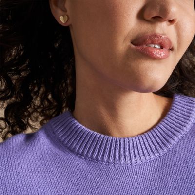 HARLOW LINEAR TEXTURE HEART ゴールドトーン ステンレススチール スタッドピアス