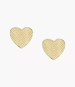 Ohrstecker Harlow Linear Texture Heart Edelstahl goldfarben
