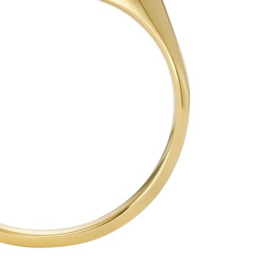Harlow Linear Texture Heart Gold-Tone Stainless Steel Signet Ring