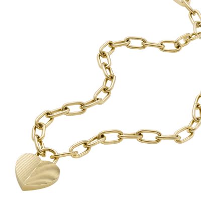 Harlow Linear Texture Heart Gold-Tone Stainless Steel Pendant 