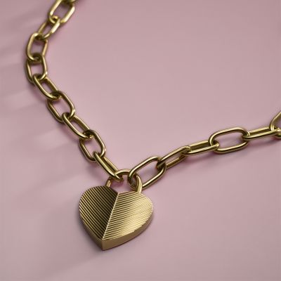 Harlow Linear Texture Heart Gold-Tone Stainless Steel Pendant 