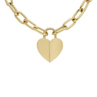 Kette Harlow Linear Texture Anhänger Heart Edelstahl goldfarben