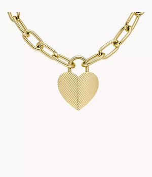 Harlow Linear Texture Heart Gold-Tone Stainless Steel Pendant Necklace