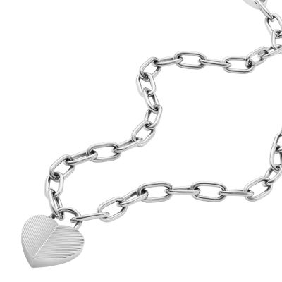 Harlow Linear Texture Heart Stainless Steel Pendant Necklace