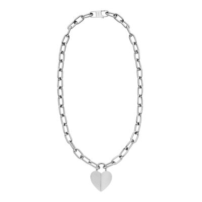 Harlow Linear Texture Heart Stainless Steel Pendant Necklace