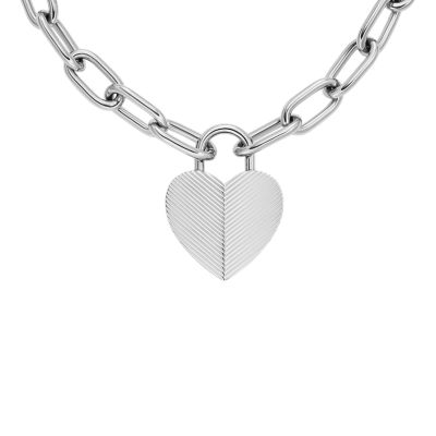 Harlow Linear Texture Heart Stainless Steel Pendant Necklace  JF04657040
