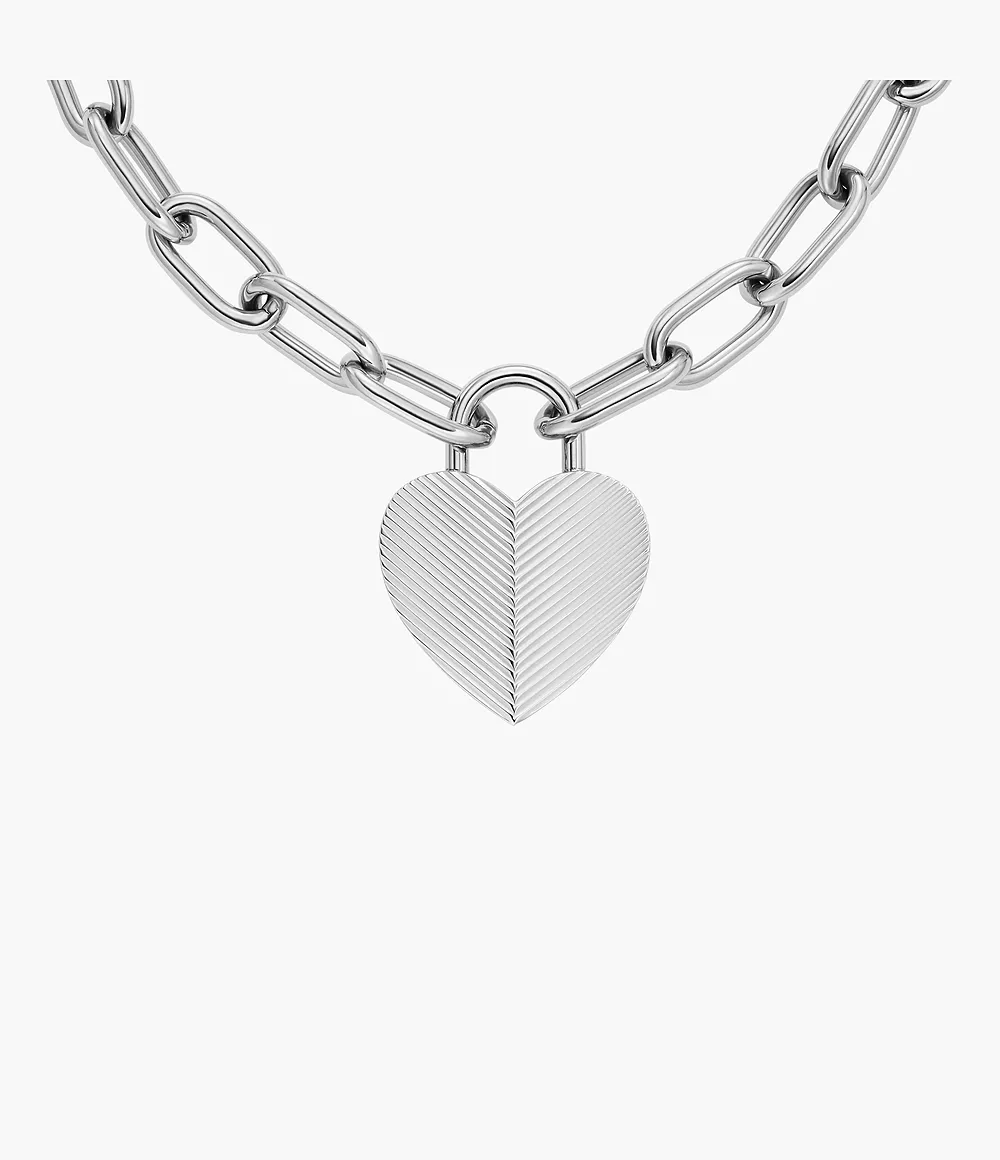 Image of Harlow Linear Texture Heart Stainless Steel Pendant Necklace