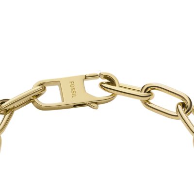 Harlow Linear Texture Gold-Tone Bracelet - Stainless Fossil - JF04658710 Heart Steel Station