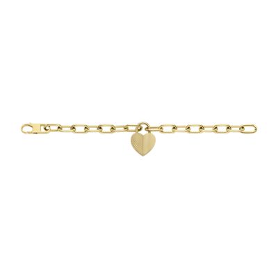 Heart - - Gold-Tone JF04658710 Texture Bracelet Station Steel Harlow Fossil Linear Stainless