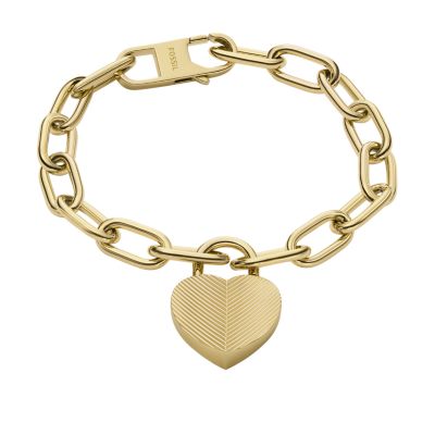 Bracciale a catenina Harlow Linear Texture Heart in acciaio color oro 