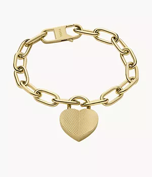 Bracelet à pampille cœur Harlow Linear Texture en acier inoxydable, doré