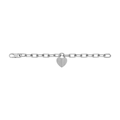 Harlow Linear Texture Heart Stainless Steel Station Bracelet