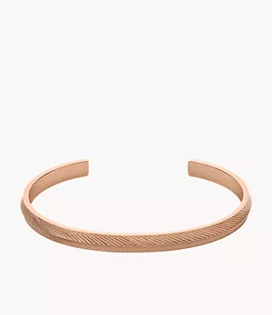 Harlow Linear Texture Rose Gold-Tone Stainless Steel Cuff Bracelet