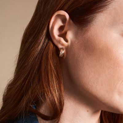 Harlow Linear Texture Gold-Tone Stainless Steel Huggie Hoop Earrings
