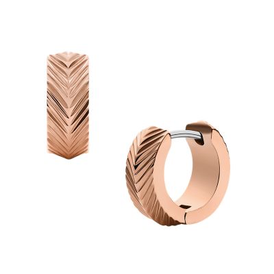 Harlow Linear Texture Rose Gold-Tone Stainless Steel Hoop Earrings