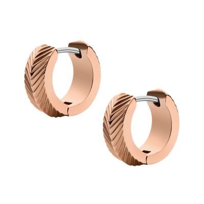 Harlow Linear Texture Rose Gold-Tone Stainless Steel Hoop Earrings