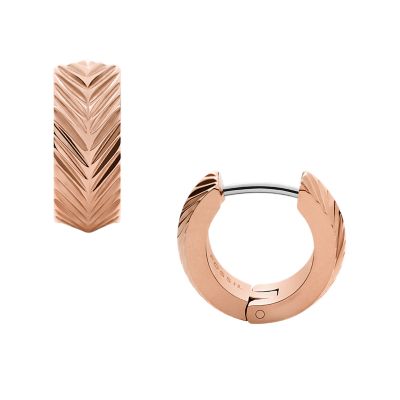 Harlow Linear Texture Rose Gold-Tone Stainless Steel Hoop Earrings  JF04662791