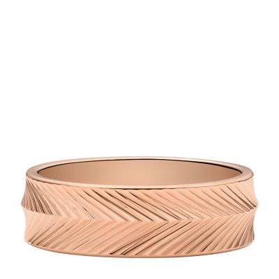 Harlow Linear Texture Rose Gold-Tone Stainless Steel Band Ring