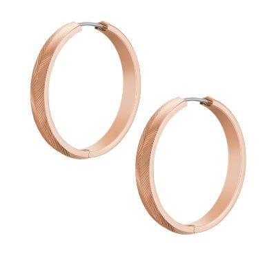 Harlow Linear Texture Rose Gold-Tone Stainless Steel Hoop Earrings