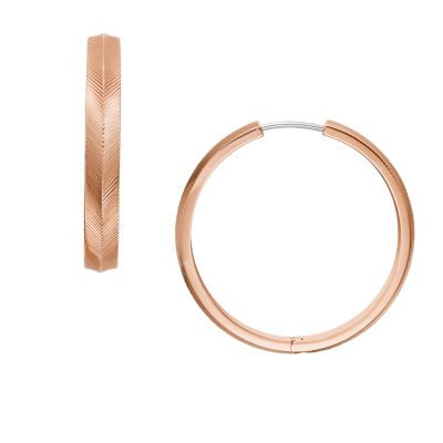 Harlow Linear Texture Rose Gold-Tone Stainless Steel Hoop Earrings  JF04664791